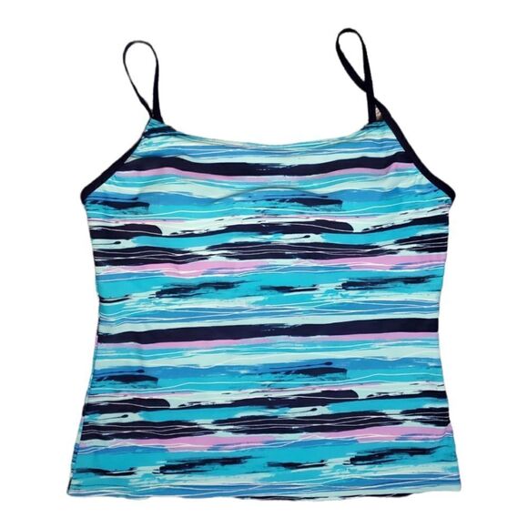 St. Tropez Blue Stripped Tankini Size 12 - Picture 1 of 4